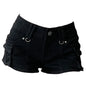 Women's Black Gothic Denim Shorts Y2k High Street Harajuku 2000s Aesthetic Sexy 90S Retro Jeans Shorts Summer Clothing 2025 New