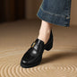 2026 New Women Pumps Pointed Toe Women Shoes Chunky Heel Loafers Fashion High Heels Split Leather Ladies Shoes Big Size 43