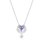 Romantic Pink Crown Heart Pendant Necklace Genuine 925 Sterling Silver Elegant Fine Jewelry for Women Wedding Holiday Presents