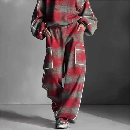 Women’s Plaid Oversized Tracksuit 2 Piece Set