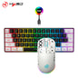 HXSJ-60% RGB Backlit Gaming Keyboard and Mouse Set 61-Key Wired Keyboard 3-Mode Optical Gaming Wireless Mouse for Laptop PC