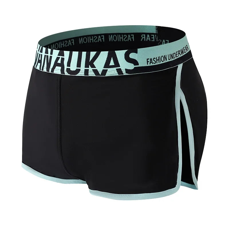 Men's Ice Silk Boxer Shorts Homewear Breathable Wide Side Arrow Pants