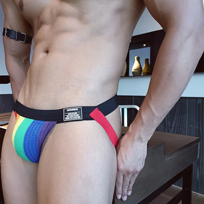 Sexy Men Jockstrap Underwear Thong Underpants Cotton G String Anal Penis Pouch Hombre Elastic Panties Backless