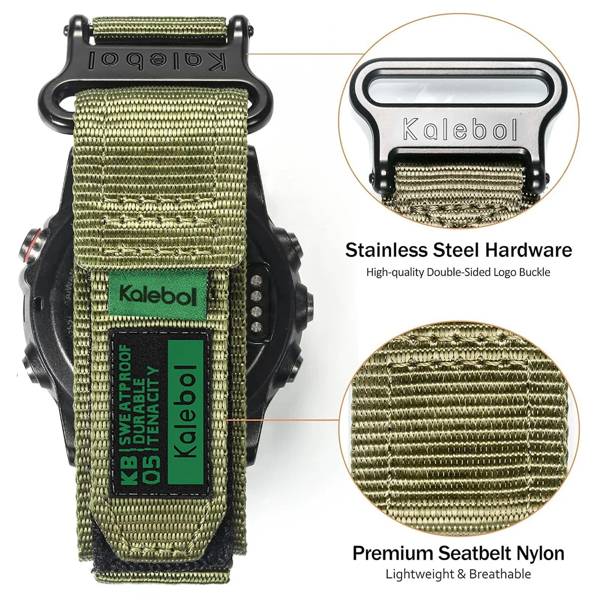 Garmin QuickFit 22/26mm Nylon Loop Band, Solid or Camo