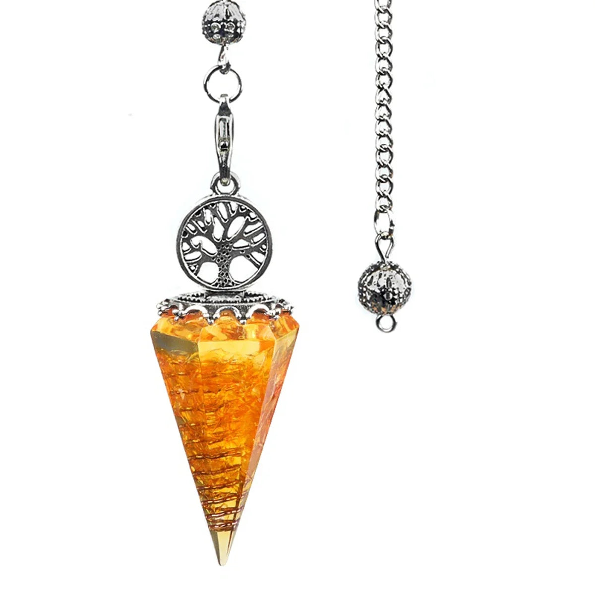 20x52mm Natural Stone Pendulum Necklaces Tree of Life Hexagonal Cone Crushed Stone Amethysts Chakra Pendant Jewelry Accessories
