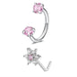 6/2pcs Horseshoe Nose Rings with L-Shape Nose Stud, Stainless Steel