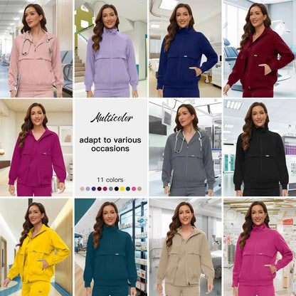 Niaahinn Long Sleeve Nursing Scrubs Jacket