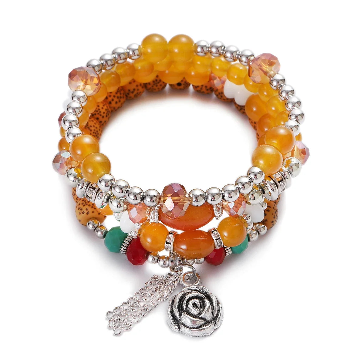 3pcs Boho Bohemian Pink Butterfly Pendant Charm Beads Bracelets Set For Women Stone Wristband Bracelet Bangles Pulseras Feminina