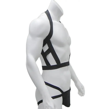 CLEVER-MENMODE Elastic Bondage Harness Mens G-string Thongs Set