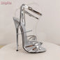 Sexy Gold Cross-tied Sandals Open Toe Shallow Super High Heels Fashion Buckle Straps Stiletto Catwalk Women Shoes Summer 2025