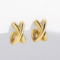 Vintage CC Design Stud Earrings for Women Korean Fashion X Cross Zircon Earring Engagement Jewelry Gifts Wholesale
