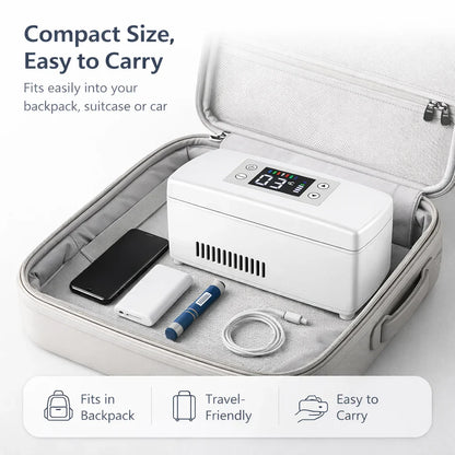 Portable Insulin Cooler Box 0-18°C Mini Fridge USB Rechargeable Travel Case with LCD Display 10200mAh