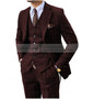 3 Pieces Men's Suits Tweed Herringbone Slim Fit Business Cauasl