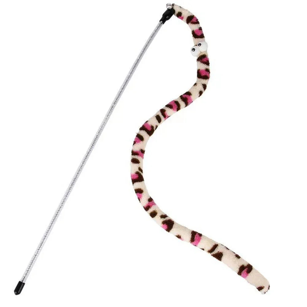 1PC Soft cartoon caterpillar, cat teasing stick, cat interactive toy, pet cat supplies, cat teasing accessories