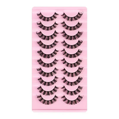 Simple Application Dramatic Russian 3D Mink Strip Lashes 10 Pairs Fake Eyelashes For Makeup Newbies & Vendors