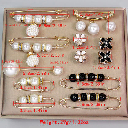 Ainameisi 12pcs Fashion Pearl Brooch Waist Cinching Adjustable Skirt