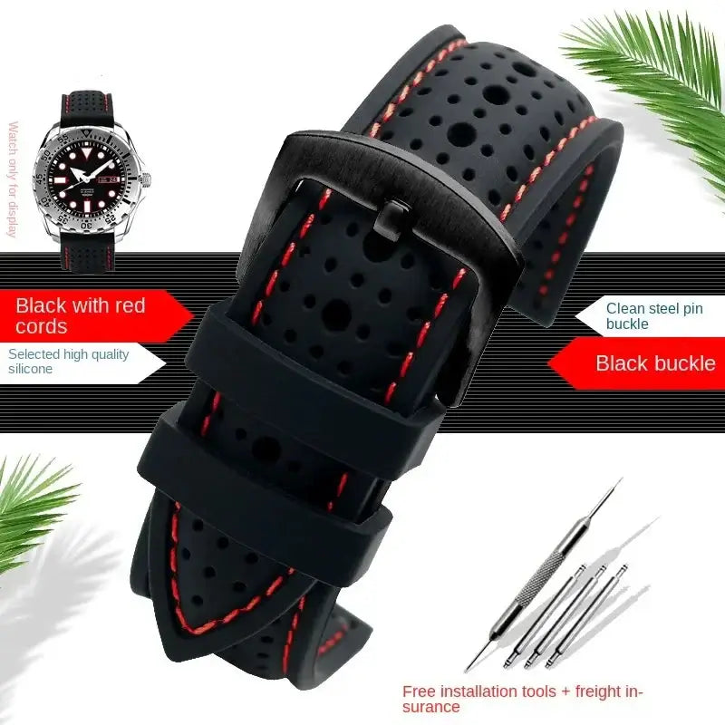 Samsung Galaxy Watch 7, 6, 5, 4 & FE Stitched Perforated Silicone Band
