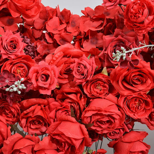 Red Heart Shaped Frame Artificial Floral Decor Sweet Centerpiece for Wedding Stages Romantic Ambiance for Proposals Celebrations