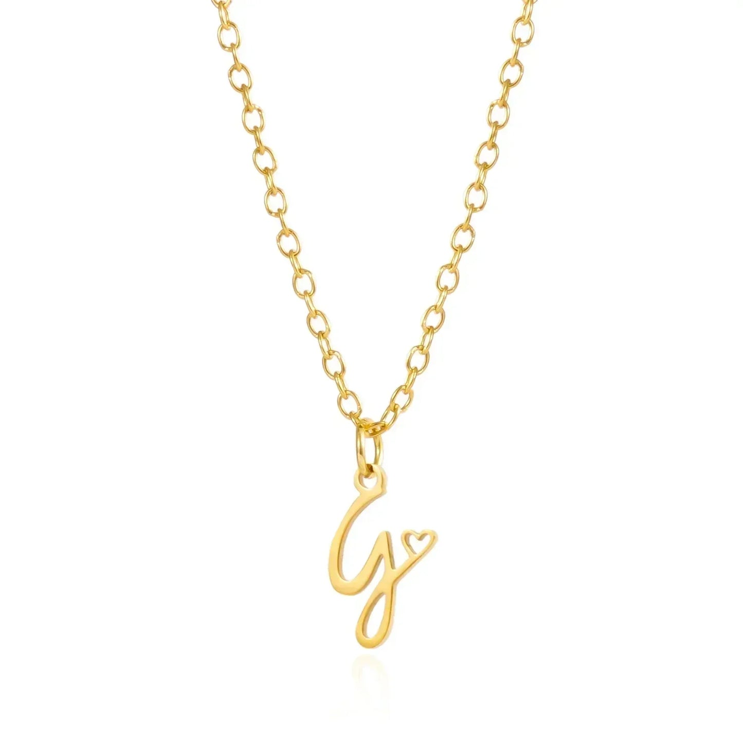 26 Initial Letters Heart Pendant Stainless Steel Necklace for Women Gold Color A-Z Alphabet Choker Chain Birthday Jewelry Gift