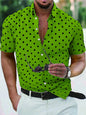 Men's Shirt Button Down Shirt Casual Shirt Summer Shirt Beach Shirt Black White Red White Green Short Sleeve Polka Dot Lapel Pri