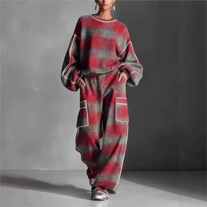 Women’s Plaid Oversized Tracksuit 2 Piece Set