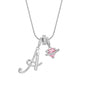 Fashion Letter Necklace for Women Pink Zircon Heart-shaped Pendant Suitable for Girls to Wear Personalized Gold-plated Jewelry