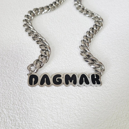 Customized Stainless Steel Painting  Color Name Necklace With 1.2CM Stainless Steel Cuban Chain  for Men /Women Hip Hop Jewelry