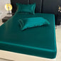 Summer Ice Silk Satin Fitted Sheet Solid Deep Pocket Mattress Cover Ultra Soft Wrinkle Resistant Bed Cover No Pillowcase For Sin