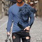 Vintage Animal Lion 3d Print Summer Men's Round Neck T-shirt Casual Long Sleeve Oversized T Shirt Fashion Pullover Men Clothing