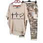 Womens Two Piece Camouflage Set Summer Outfits for Women Cotton Linen Suit 2023 Casual Print Short Sleeve Harajuku
