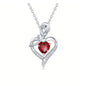 Luxury Red Zircon Heart Necklace With Rose Flower Gift Box For Girlfriend Birthday Valentine Gift  Romantic Accessories