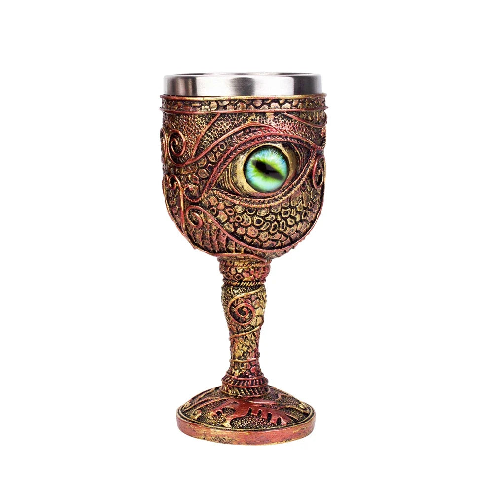 Gothic Wine Goblet Contain Dragon Claw Viking Skeleton Retro Stainless Steel Resin