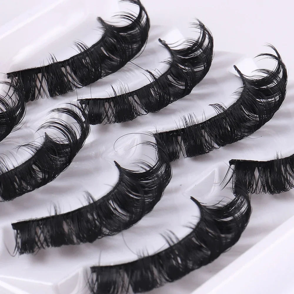 4 Pairs 3D Faux Mink Russian Strip Lashes DD Curl Super Fluffy Reusable Volume False Eyelashes Lightweight All-Day Wear Lashes