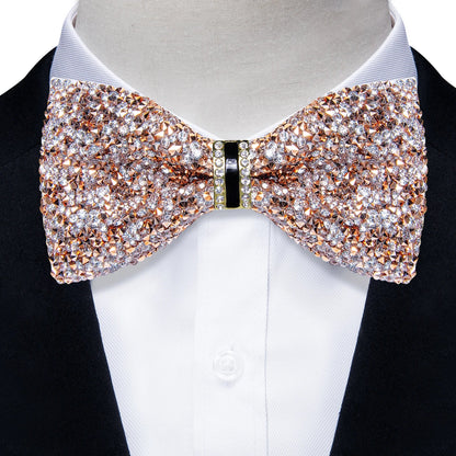 Sparkle Rhinestone Bow Ties for Men Pre-Tied Diamond Sequin Bowtie with Adjustable Length Wedding Party