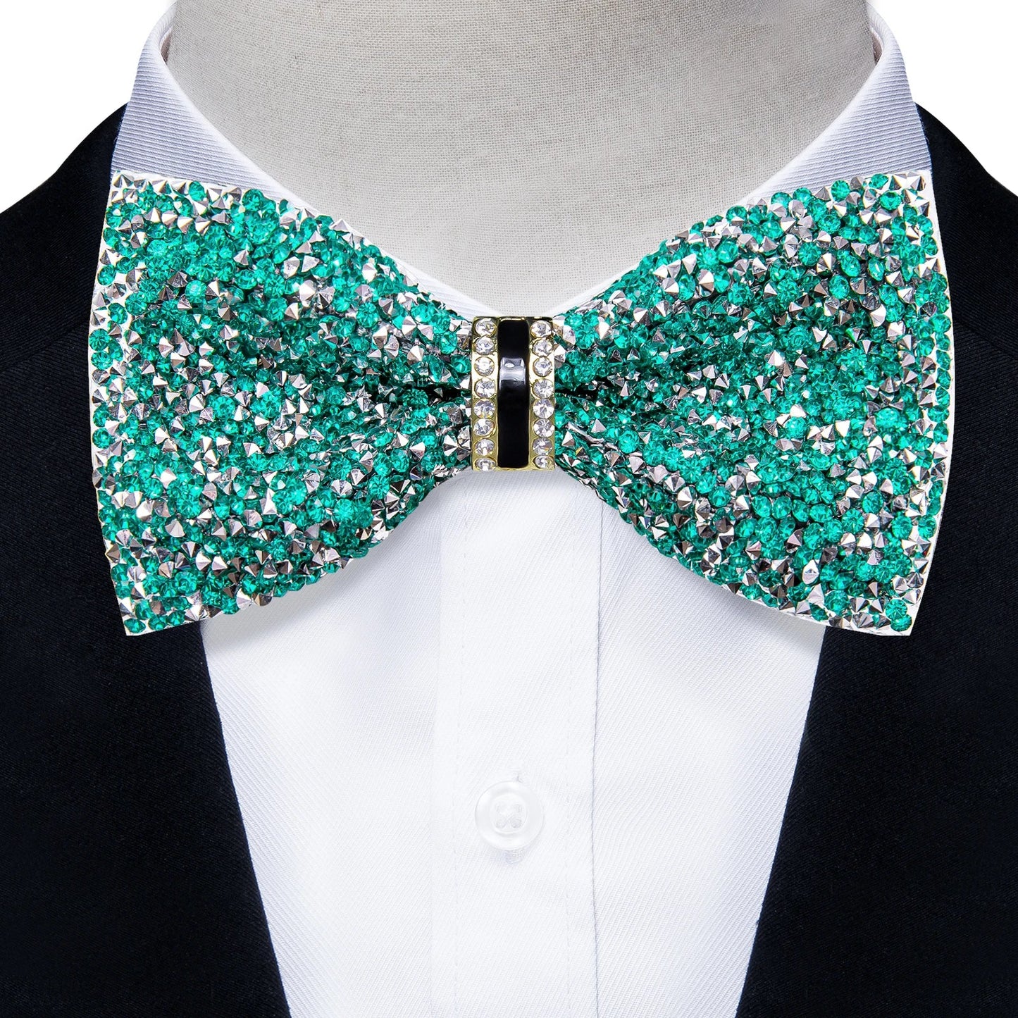 Sparkle Rhinestone Bow Ties for Men Pre-Tied Diamond Sequin Bowtie with Adjustable Length Wedding Party