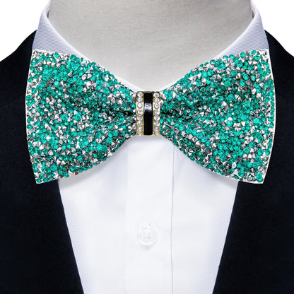 Sparkle Rhinestone Bow Ties for Men Pre-Tied Diamond Sequin Bowtie with Adjustable Length Wedding Party