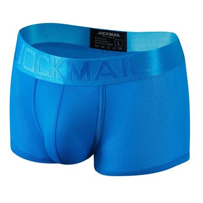 Fashion Fluorescent Color Men's Underwear Sporty Breathable Mesh Boxer Briefs Sexy Transparent Male Underpants Gay Sissy Shorts