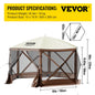 SucceBuy Pop-up Camping Gazebo Camping Canopy Shelter 6 Sided 12' x 12' / 10' x 10' Sun Shade Tents & Canopies Camping & Hiking