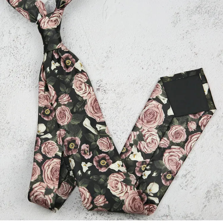 Fashion 8CM Wdith Elegant Neckties Vintage Retro Flower Printed Ties For Adult Mens Casual Daily Neckwear Wedding Party Cravate