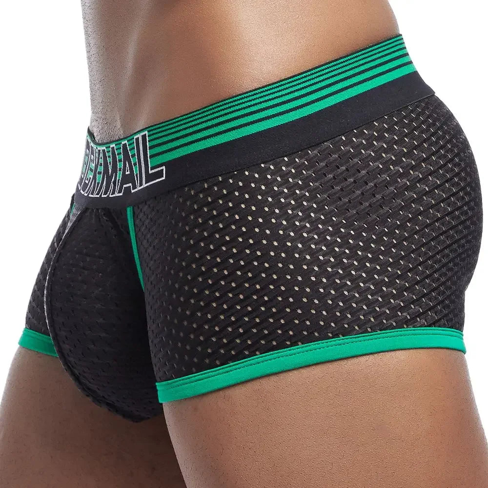 Sexy Men Underwear Boxer Shorts New Trunks Mens Boxershorts Underware Boxers Funny  Low Waist Nylon Mesh Breathable Quick Drying