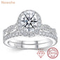 Newshe Women's D VVS1 Full Moissanite Engagement Ring Set 925 Sterling Silver Halo Oval Cut Bridal Wedding Rings Fine Jewelry