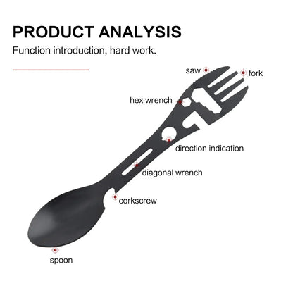 Camping Cutlery Set, 5-in-1 Outdoor Survival Gear, Travel Hiking