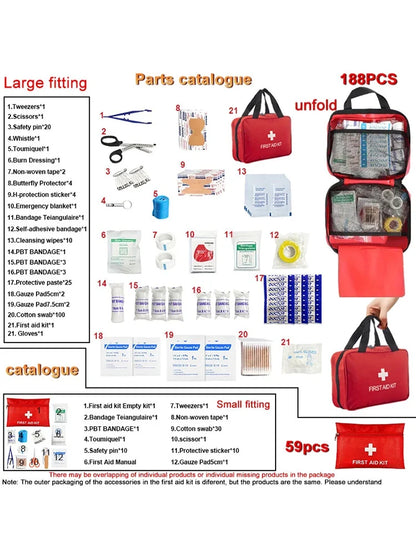 First Aid Kit 188 pcs emergency and survival essentials