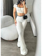 Women's Sexy Slim Set Fashion Short Sleeve Square Collar T Shirt Tops+High Waist Long Pants 2 Piece Sets For Female Streetwear