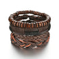 New Trendy Retro 4pcs/Set Bracelets & Bangles Men's Multilayer Black Leather Jewelry Charm Pulseiras Boyfriend Wristband