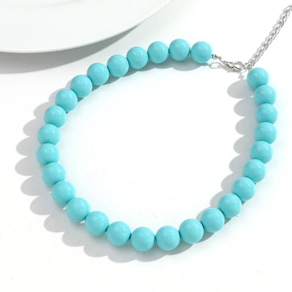 Boho Colorful Acrylic Big Ball Bead Chain Necklace Trendy Handmade