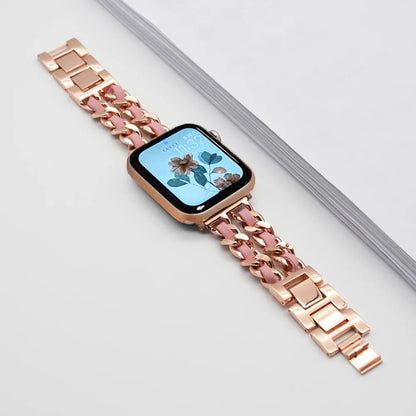 Apple Watch Woven-Accent Chain Bracelet Band