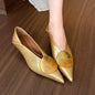 2025all-Match Gold Pointed-Toe Metal Buckle Single Shoes Women Wear
