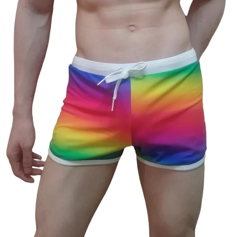 JOCKMAIL Print Men's Swimwear Trunks Sexy Beach Surfing Swim Suit Shorts Men Swimsuit Swimming Pants  Nylon Ice Silk Home Shorts