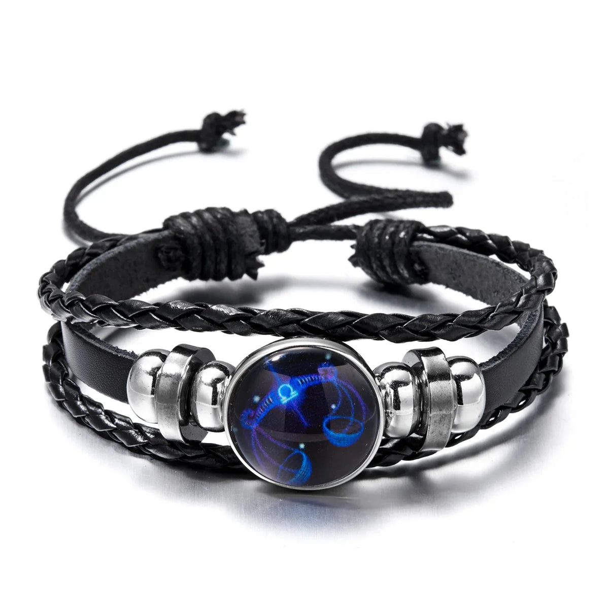 Luminous 12 Zodiac Constellation Sign Braided Couples Leather Bracelet For men Black Rope Charm Party Grow in the dark Jewelry